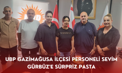 UBP GAZİMAĞUSA İLÇESİ PERSONELİ SEVİM GÜRBÜZ'E SÜRPRİZ PASTA