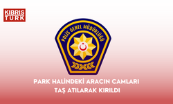 Park halindeki aracın camları taş atılarak kırıldı