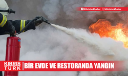 Girne’de bir evde ve bir restoranda yangın