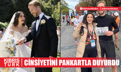 Karsu bebeğinin cinsiyetini İstanbul Maratonu'nda pankartla duyurdu