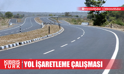 Lefkoşa-Gazimağusa yolunda yol işaretleme yapılıyor