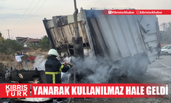 Güzelyurt Belediyesi'nin çöp kamyonu yanarak kullanılmaz hale geldi...