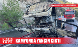 Girne-Değirmenlik ana yolunda seyir halindeki kamyonda yangın çıktı