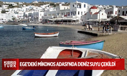Ege'deki Mikonos Adası'nda deniz suyu çekildi