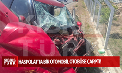 Haspolat'ta bir otomobil otobüse çarptı: 1 yaralı