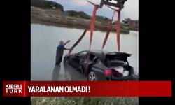 Tehlikeli sürüş yaparken gölete düştü