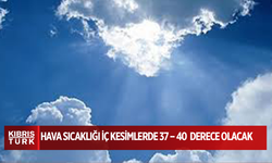 Hava hafta boyunca açık ve az bulutlu olacak. En yüksek sıcaklık 40 derece