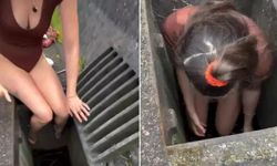 Kanalizasyondan gelen sesi duyunca hemen soyunup içine atladı!