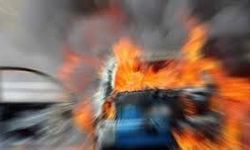 Ana Yolda Korkutan Araç Yangını