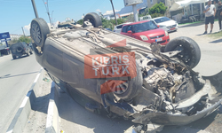 Girne’de Trafik Kazası: Araç Takla Attı