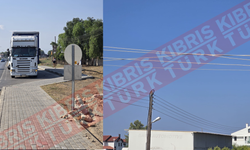 TIR YÜKSEK GERİLİM HATLARINA TAKILDI, YANGIN ÇIKTI