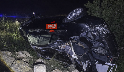 Gazimağusa-Karpaz yolunda kaza araç takla attı