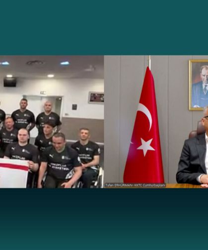 Cumhurbaşkanı Erhürman, Vakıflar Tekerlekli Sandalye Basketbol Takımı’nı kutladı