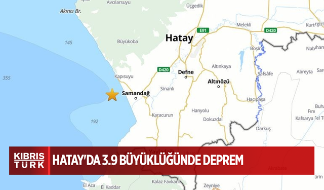 Hatay'da 3.9 büyüklüğünde deprem