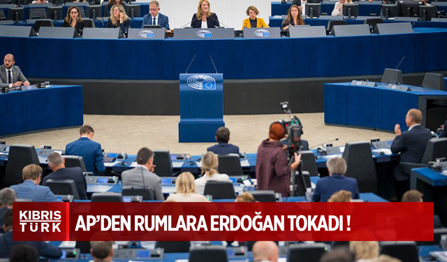 Rumlar tarafından AP’ye’ sunulan, ''Erdoğan’ın ‘işgal’ altına ziyaretine Avrupa Birliği sessiz kalamaz