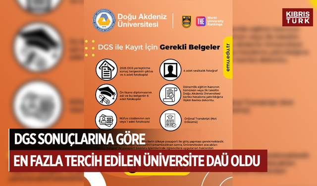 DGS SONUÇLARINA GÖRE EN FAZLA TERCİH EDİLEN ÜNİVERSİTE DAÜ OLDU
