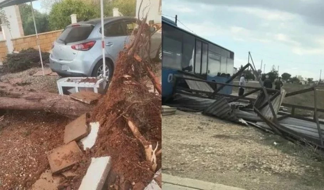 Güney Kıbrıs’ta tornado evlere ve altyapıya zarar verdi