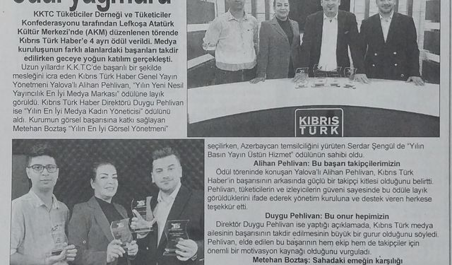 Türkiye Medyasında KKTC Rüzgarı: Ödül Haberi Yalova Basınında Geniş Yankı Buldu