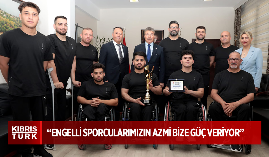 ÜSTEL, KKTC ENGELLİLER SPOR FEDERASYONU BAŞKANI VE VAKIFLAR TEKERLEKLİ SANDALYE BASKETBOL TAKIMINI KABUL ETTİ