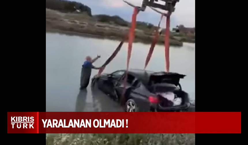 Tehlikeli sürüş yaparken gölete düştü