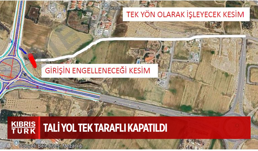 Alayköy’den Gönyeli’ye bağlanan tali yol tek taraflı kapatıldı