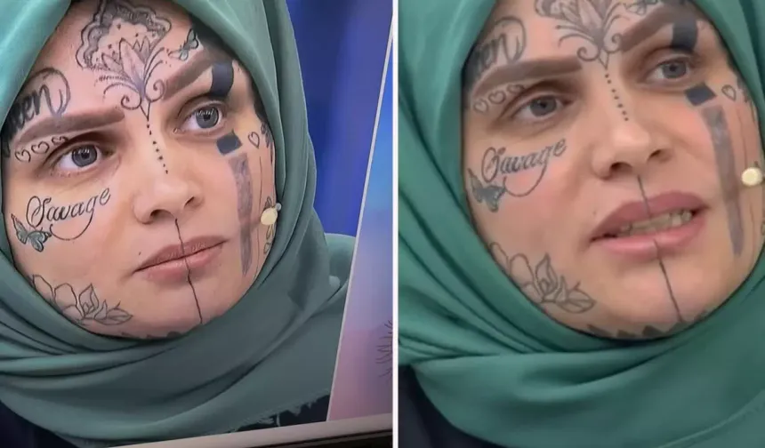 Dövmeleri, katıldığı programa damga vurdu