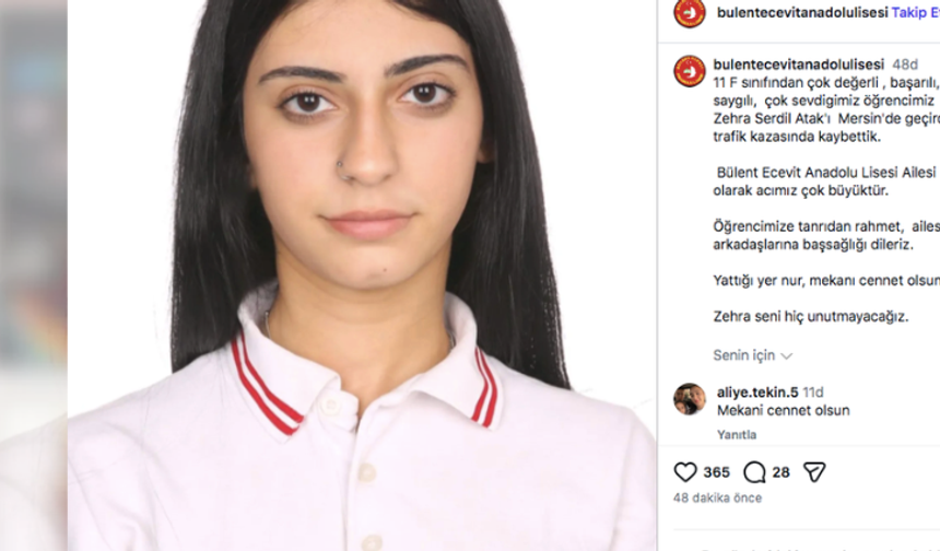 Bülent Ecevit Anadolu Lisesi’nden Acı Paylaşım