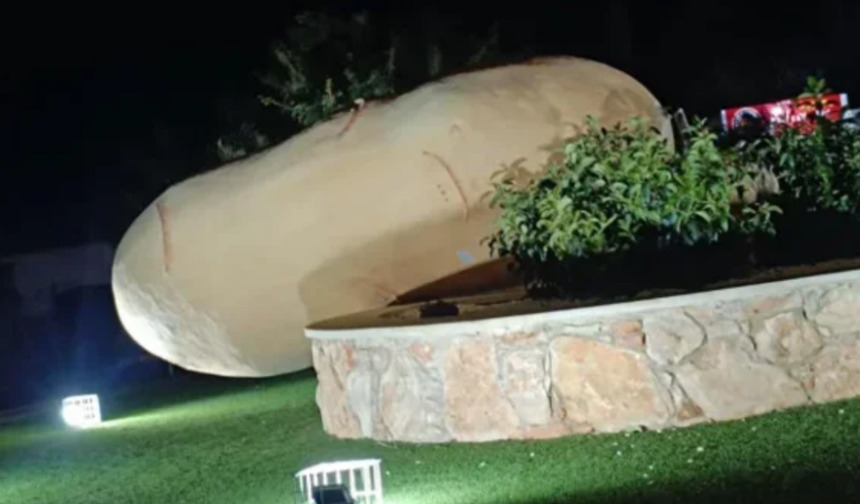 Larnaka’da Patates Heykeli Devrildi