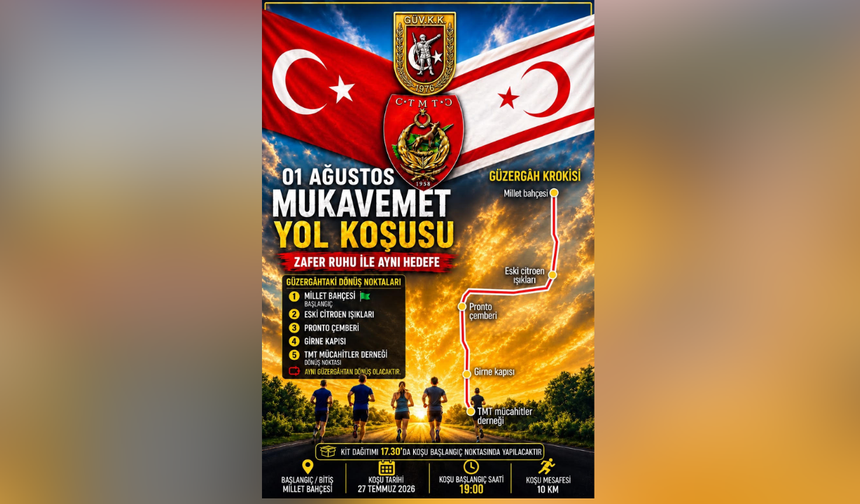 "01 Ağustos Mukavemet Yol Koşusu" yarın…Lefkoşa’da bazı yollar trafiğe kapanacak