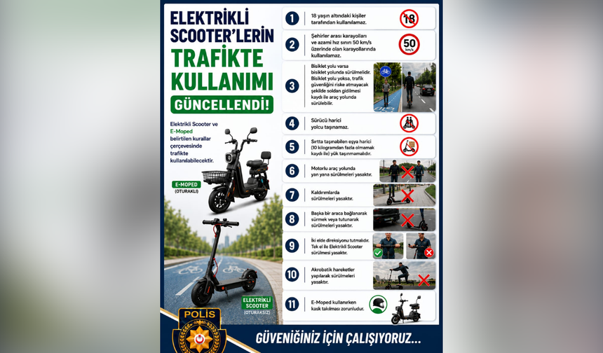 Elektrikli scooter ve E-Moped kullanımında yeni trafik kuralları
