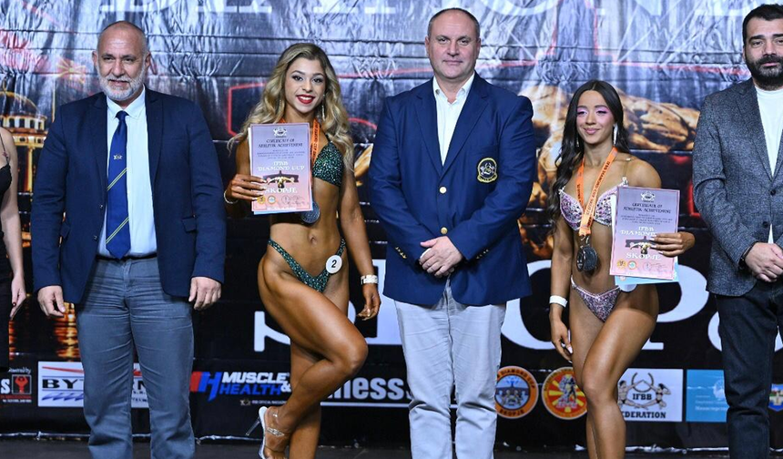Vücut geliştirme milli takım sporcularından, Makedonya’da çifte şampiyonluk...
